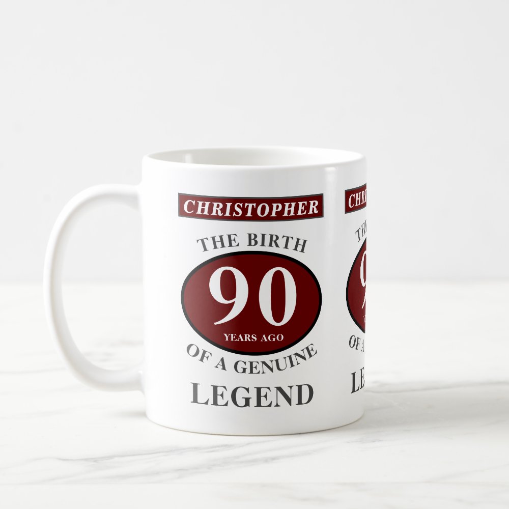 Discover 90th Birthday Red Genuine Legend Add Your Name Coffee Mug