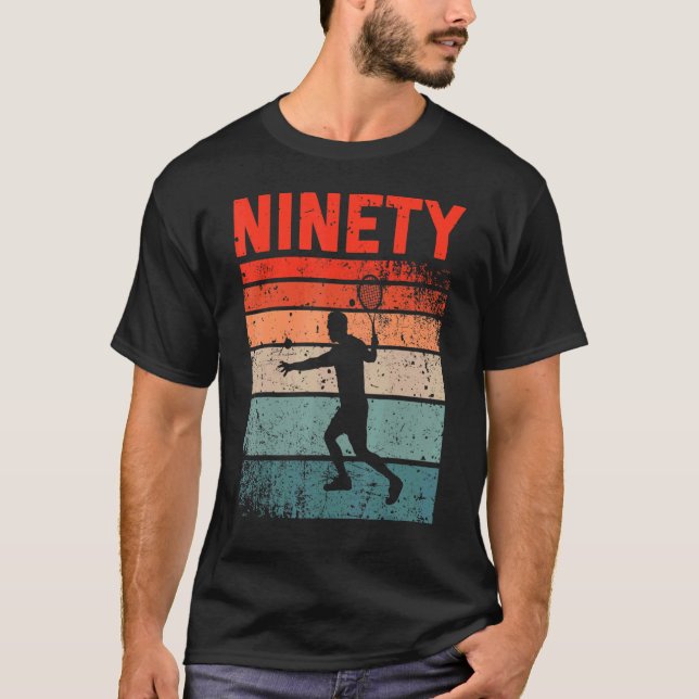 90th Birthday Retro Tennis 90 Years Old Man Women T-Shirt (Front)