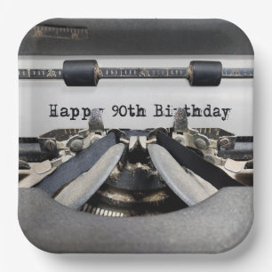 90th Birthday Retro Typewriter Paper Plates