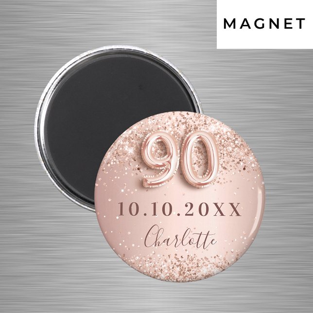 90th birthday rose gold blush save the date magnet (Creator Uploaded)