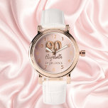 90th Birthday rose gold name Watch<br><div class="desc">A gift for a 90th birthday. A rose gold gradient background color.   Add a name,  date</div>