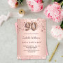90th birthday rose gold pink stars invitation