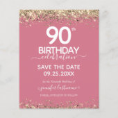 90th Birthday Save the Date Budget Invitation (Front)