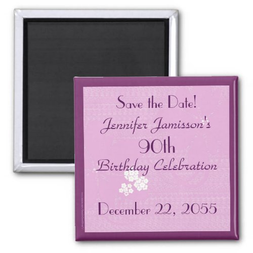 90th Birthday Save the Date Pink Floral Magnet