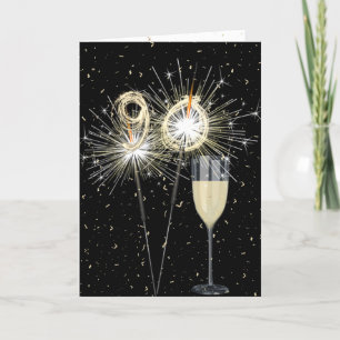 90th Birthday Sparklers With Wine Card