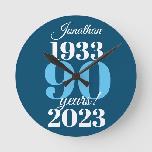 90th Birthday Special Date Round Clock