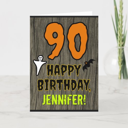 90th Birthday Spooky Halloween Theme Custom Name Card