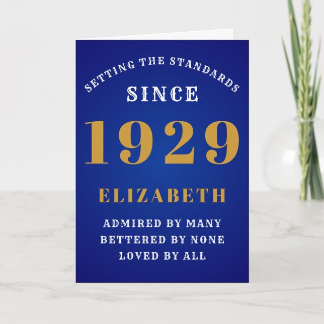 90th Birthday Standards Born 1929 Add Your Name Card (Front)