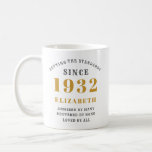 90th Birthday Standards Born 1932 Name Year  Coffee Mug<br><div class="desc">90th Birthday "Standards" mug for those born in 1932. Easily customize the text to the front and rear of this birthday coffee mug using the template provided. Part of the setting standards range of designs.</div>