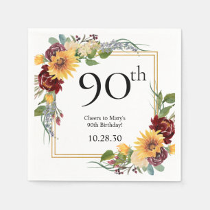 90th Birthday Sunflowers Napkins