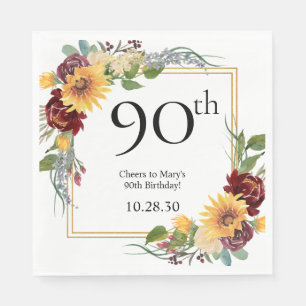 90th Birthday Sunflowers Napkins