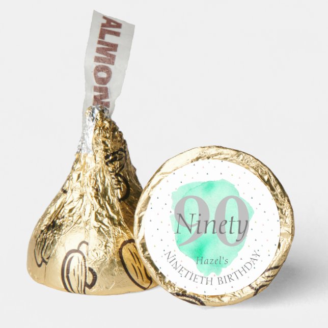 90th Birthday Surprise Pretty Elegant Teal Custom Hershey®'s Kisses® (Front)