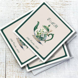 90th Birthday Tea Party Green Regency Birthday Napkins