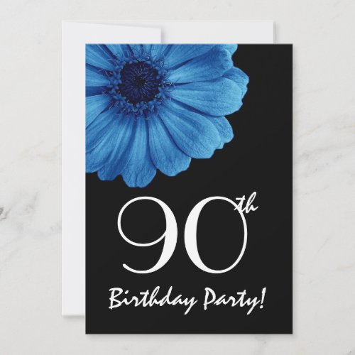 90th Birthday Template Blue Daisy Personalized Invitations