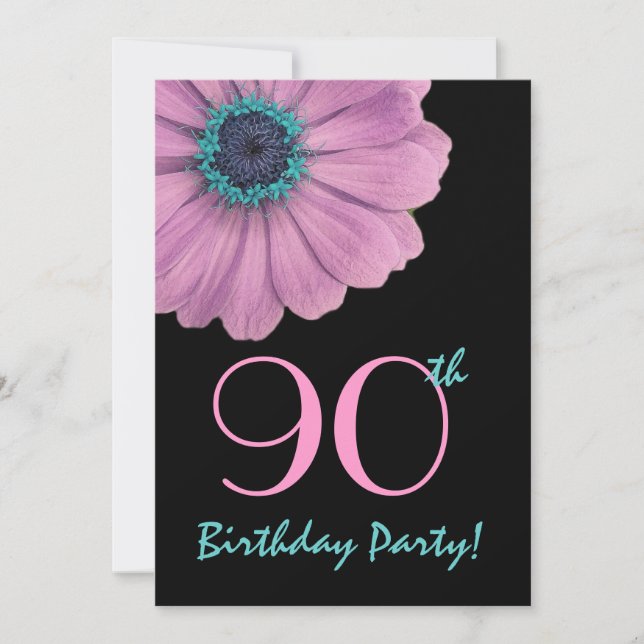 90th Birthday Template - Pink Daisy (Front)