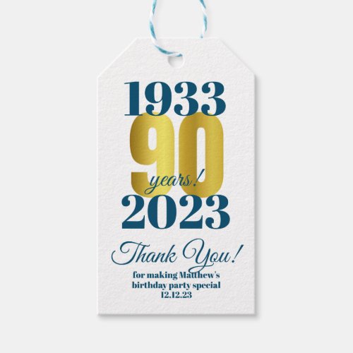 90th Birthday Thank You Gift Tags
