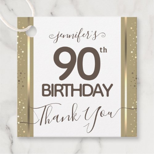 90th Birthday Thank You Gold Elegant Script Favor Favor Tags