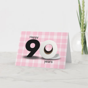 90th Birthday Toilet Paper Roll on Plaid Card