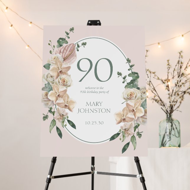 90th Birthday Tropical Floral Foam Board (In Situ (Stand))