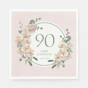 90th Birthday Tropical Floral Napkins