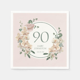 90th Birthday Tropical Floral Napkins