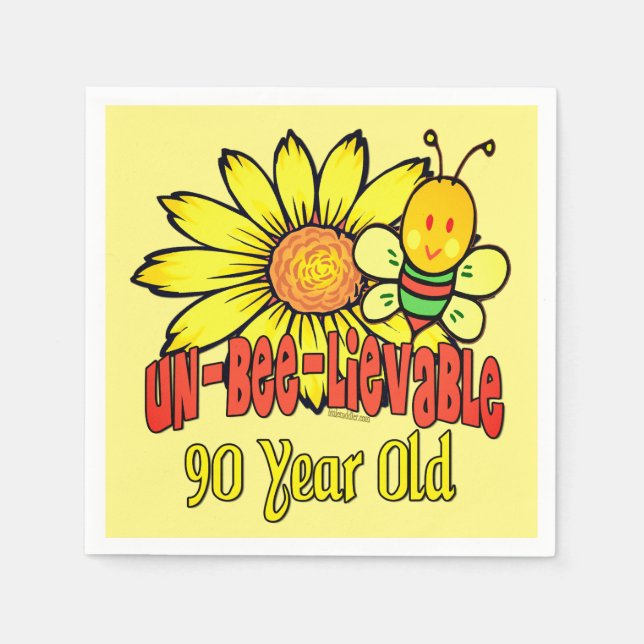 90th Birthday - Unbelievable at 90 Years Old Napkins (Front)