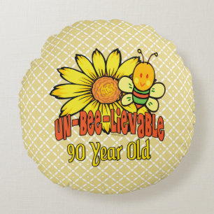90th Birthday - Unbelievable at 90 Years Old Round Pillow