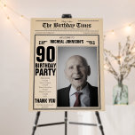 90th Birthday Vintage Newspaper Funny Welcome Sign<br><div class="desc">90th Birthday Vintage Newspaper Funny Welcome Sign. A cool and humorous birthday Welcome Sign that looks like a vintage newspaper!  It is customizable and can be used for any age birthday party! Need help with this design template? Contact the design by clicking on the 'Message' button below.</div>