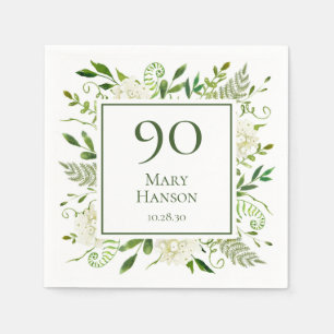 90th Birthday White Hydrangeas Napkins