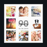 90th birthday white photo collage name canvas print<br><div class="desc">A unique 90th birthday gift or keepsake, celebrating her life with a collage of 8 of your photos. Add images of her family, friends, pets, hobbies or dream travel destination. Personalize and add a name, age 90 and a date. Gray and black colored letters. A chic white background. This canvas...</div>