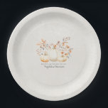 90th Birthday White Pumpkin Fall Leaves Custom Paper Plates<br><div class="desc">Modern and elegant white pumpkin and fall leaves botanical design. The soft watercolor palette is a sophisticated blend of soft terracotta golden yellow sage and brown. Perfect for your fall birthday party.</div>