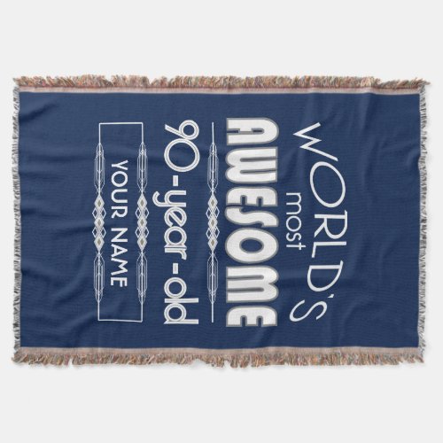 90th Birthday Worlds Best Fabulous Dark Blue Throw Blanket