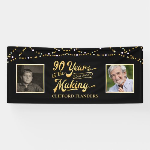 90th Birthday YEARS IN THE MAKING String Lights Banner
