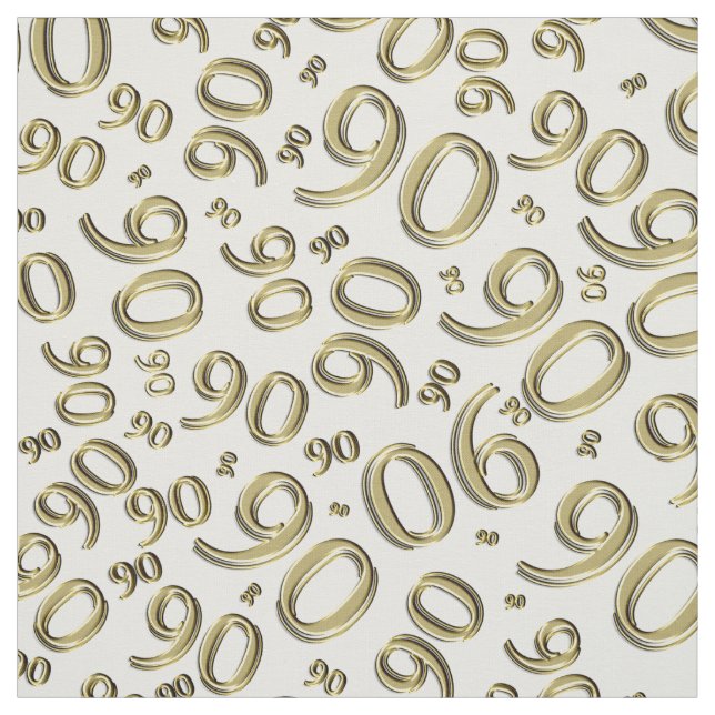 90th  Cool Gold Random Number Pattern 90 Fabric (Swatch)