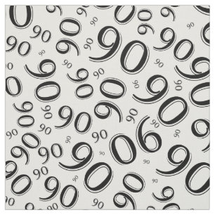 90th Cool Number Pattern Black and White 90 Fabric