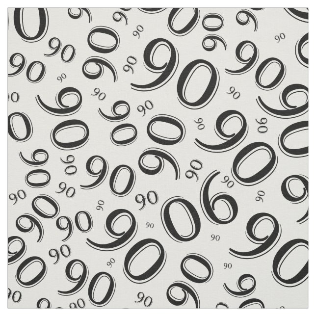 90th  Cool Number Pattern Black and White 90 Fabric (Swatch)