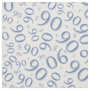 90th  Cool Number Pattern Blue and White 90 Fabric