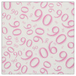 90th  Cool Random Number Pattern Pink/White 90 Fabric