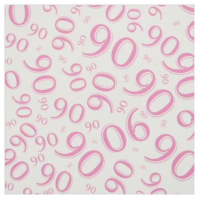 90th  Cool Random Number Pattern Pink/White 90 Fabric (Swatch)