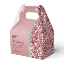 90th Elegant Rose Gold Birthday Favor Boxes