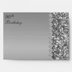 90th Elegant Silver Birthday Envelope