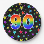[ Thumbnail: 90th Event: Bold, Fun, Colorful Rainbow 90 Paper Plates ]