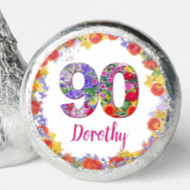 90th Floral Birthday Party Chocolates Elegant Hershey®'s Kisses®
