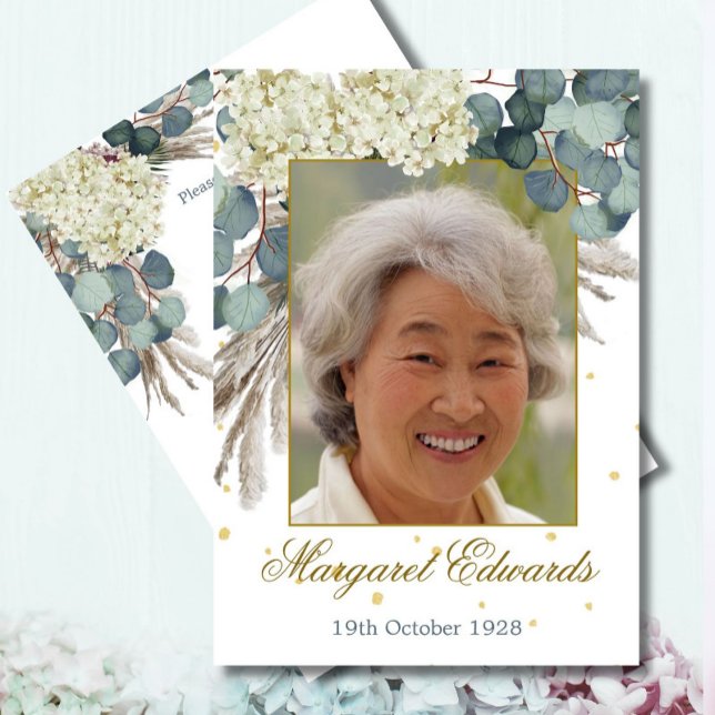 90th Floral Gold Elegant Photo Birthday Invitation (Creator Uploaded)