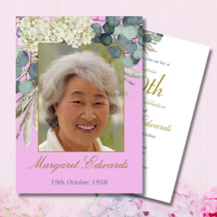 90th Floral Modern Lavender Elegant Photo Birthday Invitation
