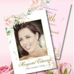 90th Floral Roses Pink Gold Elegant Photo Birthday Invitation<br><div class="desc">A 90th Birthday Floral roses Personal Birthday Invitation. The age can be changed for any age not just 90. A pretty roses background. The information is easily changed to your own custom information with the word surprise able to be removed , the age changed and the date of birth removed...</div>