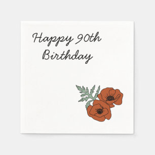 90th flower Birthday Napkins