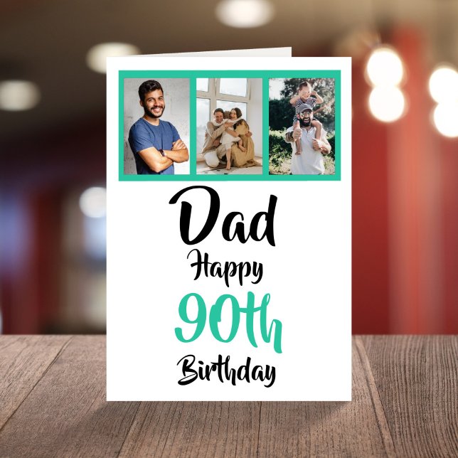 90th happy birthday Dad photo collage Card (Creator Uploaded)