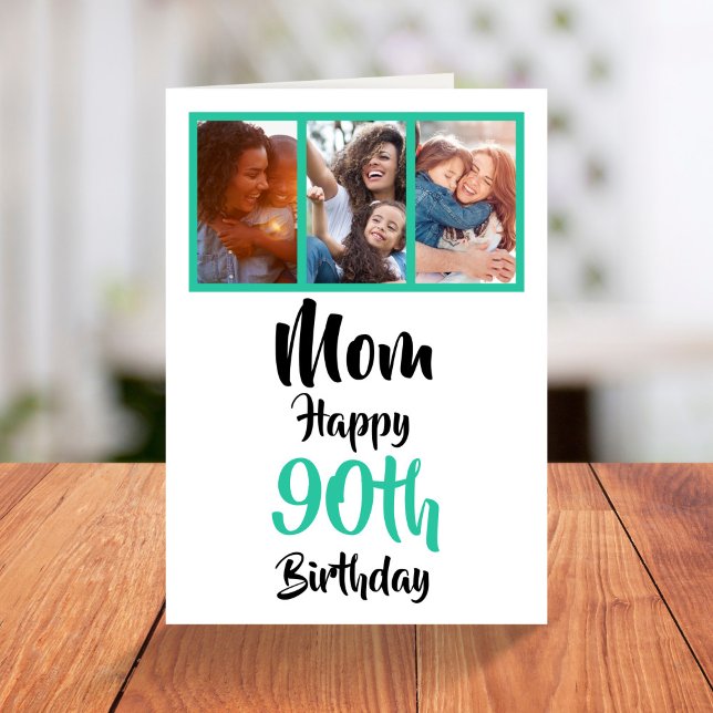 90th happy birthday Mom photo collage Card (Creator Uploaded)