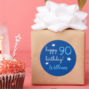90th happy birthday Personalized blue Stickers